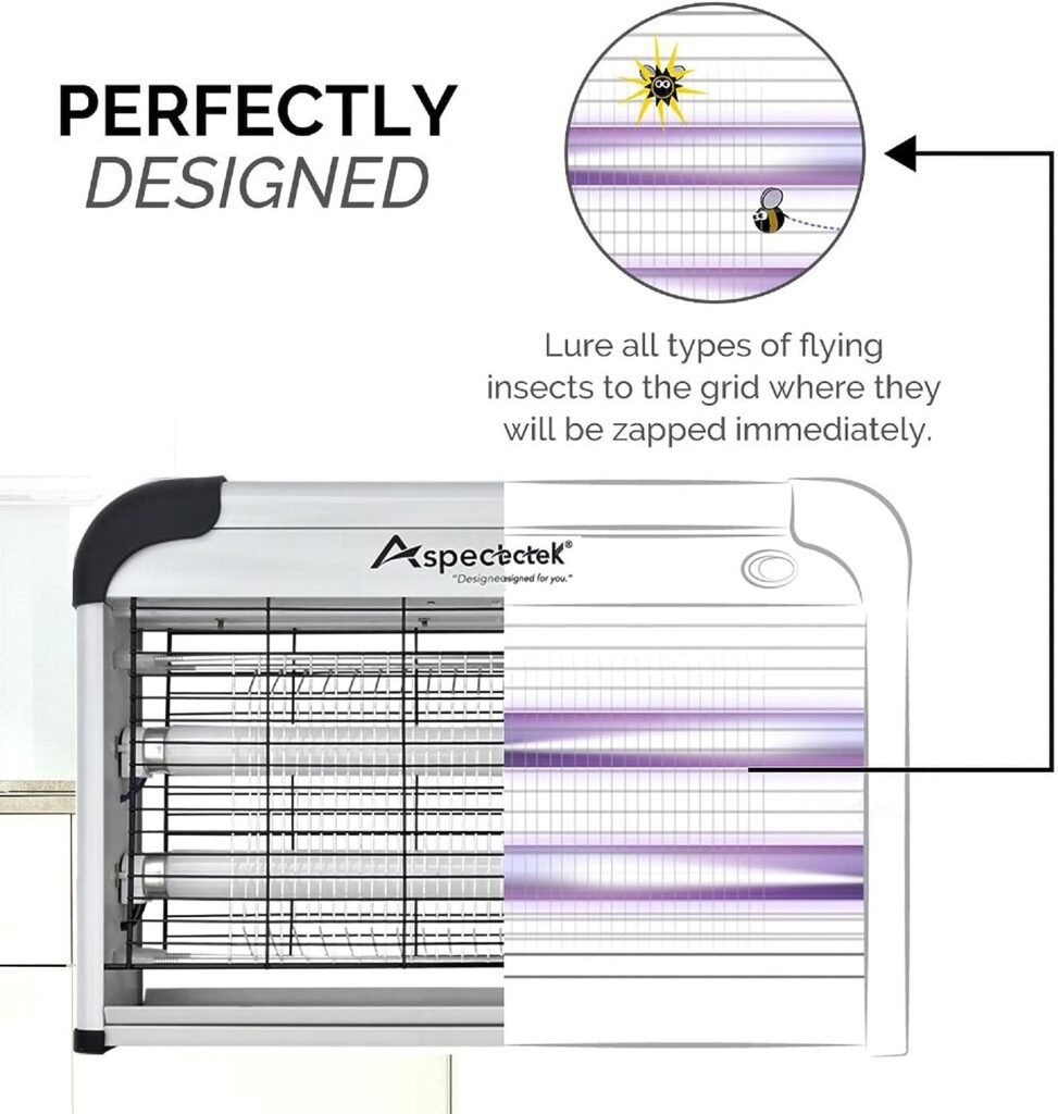 ASPECTEK Powerful 20W Electronic Indoor Insect Killer, Bug Zapper, Fly Zapper, Mosquito Killer-Indoor Use Including Free 2 PACK Replacement Bulbs