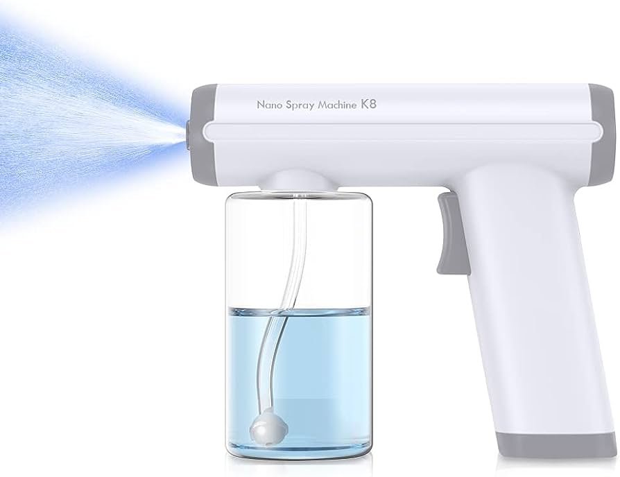 Atomizer Sprayer, Rechargeable Nano Electric Handheld Sprayer with Blue Light Fogger Gun Portable Sprayer Gun for Home, School, Office or Garden