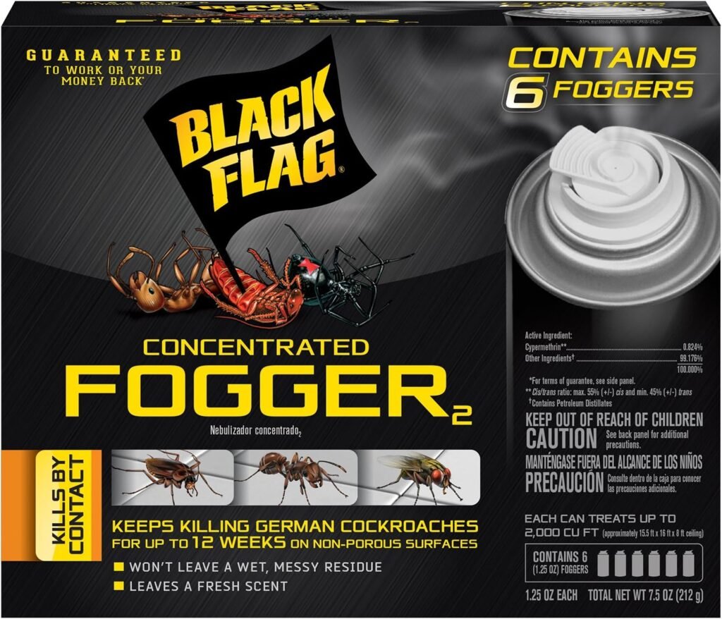 Black Flag, 6 Count Indoor Fogger, (Pack of 1)  Spectracide Bug Stop Home Barrier Spray, Kills Ants, Roaches and Spiders On Contact, Indoor and Outdoor Insect Control, 1 Gallon