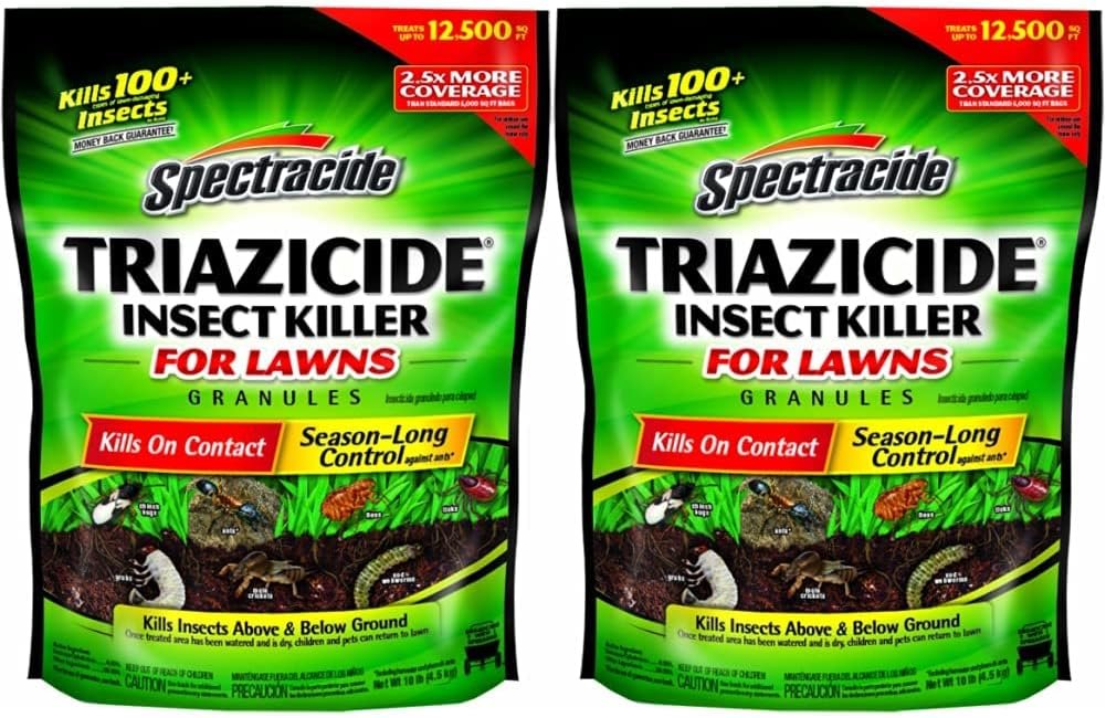Spectracide Triazicide Insect Killer for Lawns Granules, 10 lb Bag, Kills All Listed Lawn-Damaging Insects (Pack of 2)